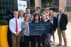 Pitt Business students pose in front of the Google Ireland offices